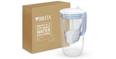 BRITA, Jarra de cristal azul (2,5L) incluye 3 cartuchos de filtro de agua BRITA MAXTRA PRO All-in-1